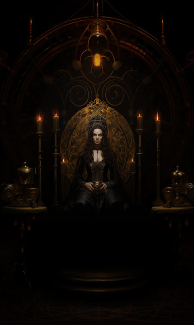 full-scene painting of Dark Bune on her throne - saved as a JPG