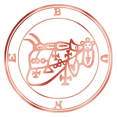 bune power sigil within circle - red wax effect high res